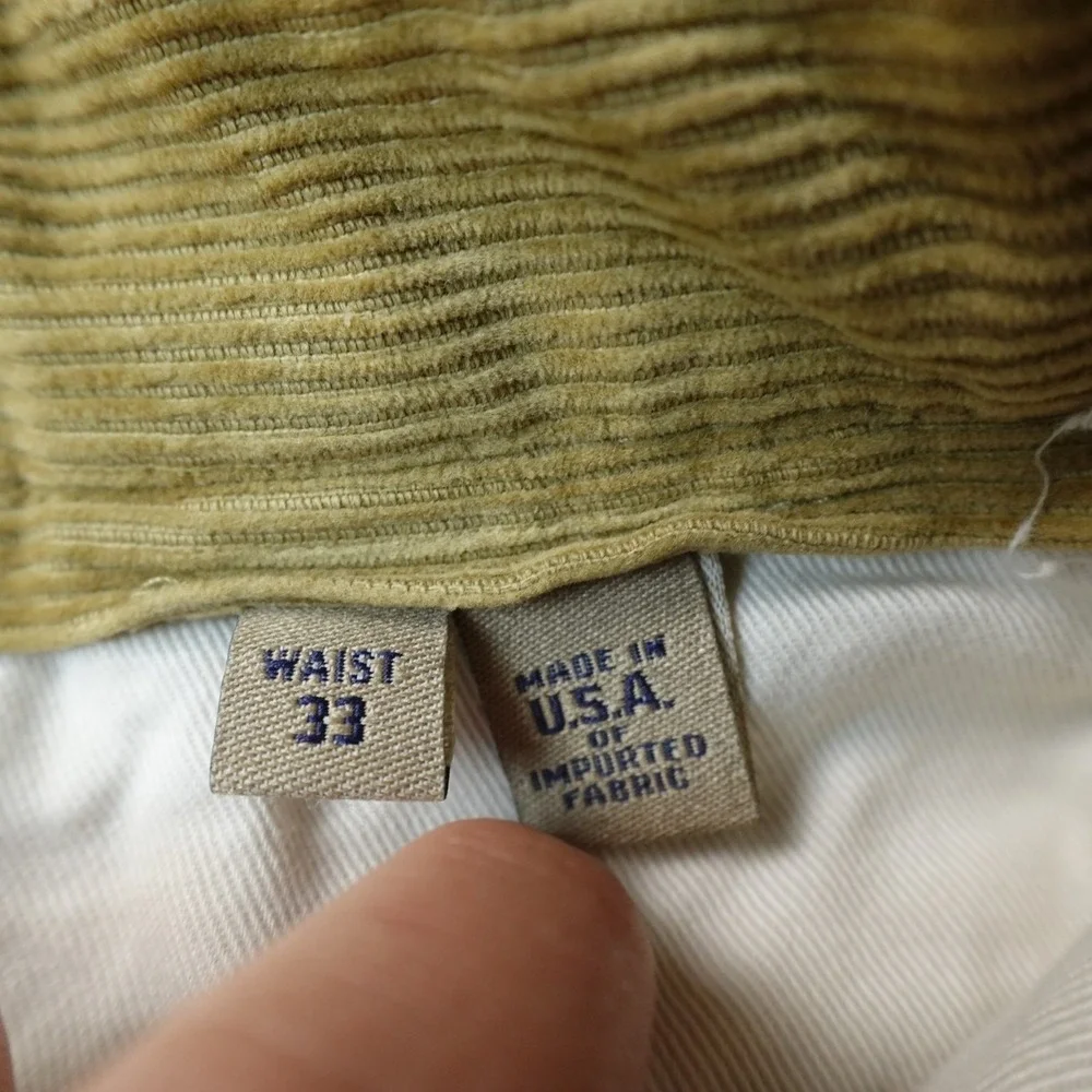 Bills Khakis Pants Mens 33X31 Beige Brown Corduroy M2 Chino Trouser Flat Front